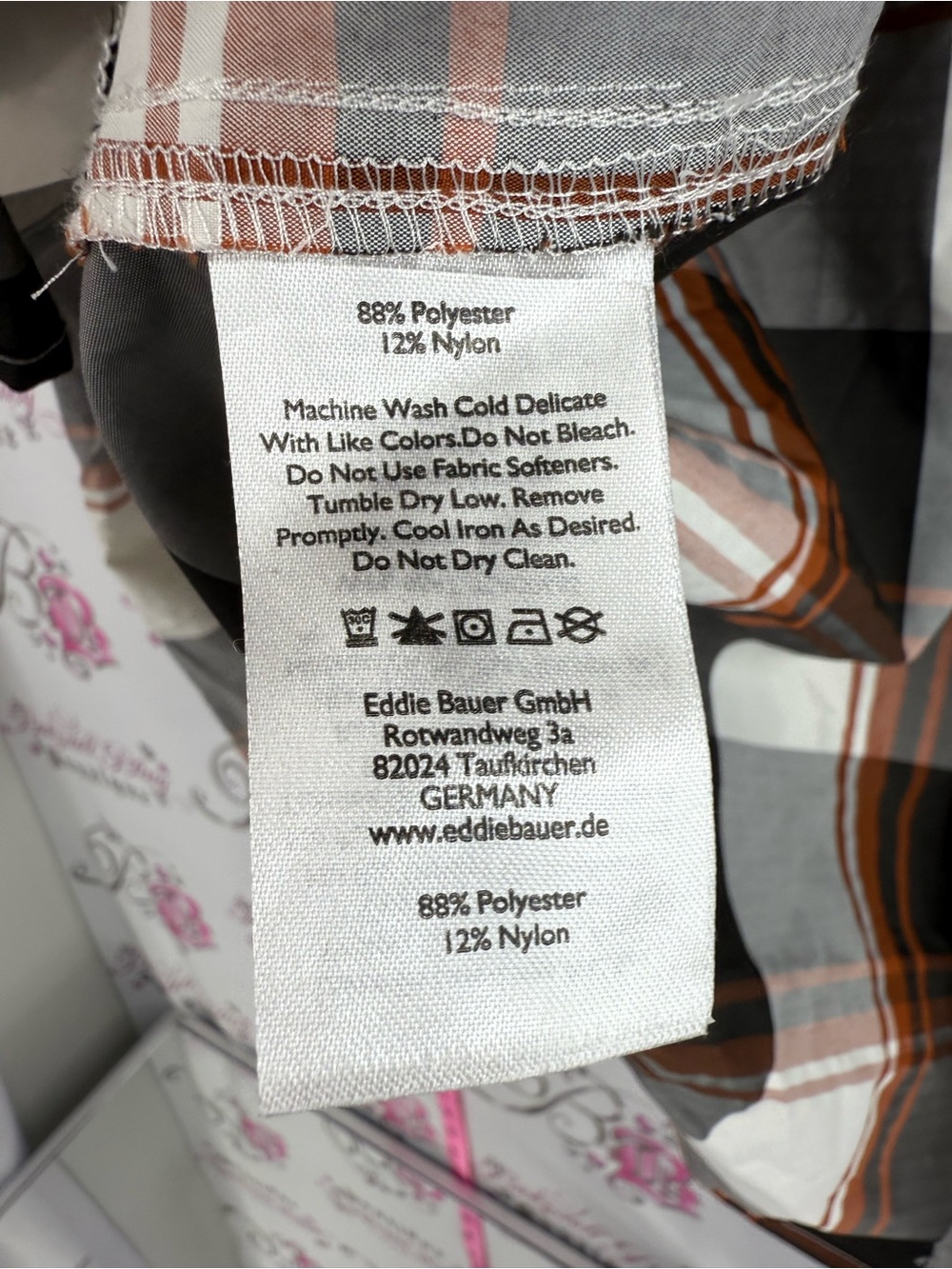 Eddie Bauer classic fit shirt top Plaid Button-Up Shirt in White, Gray & Brown - Picture 13 of 14
